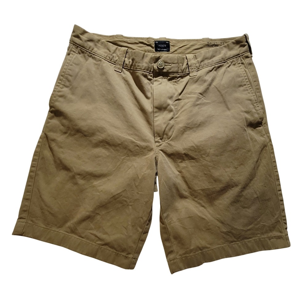 J.Crew Chino‎ Shorts Mens 33 Khaki Tan 9 Inch Inseam Cotton Re-Imagined Casual